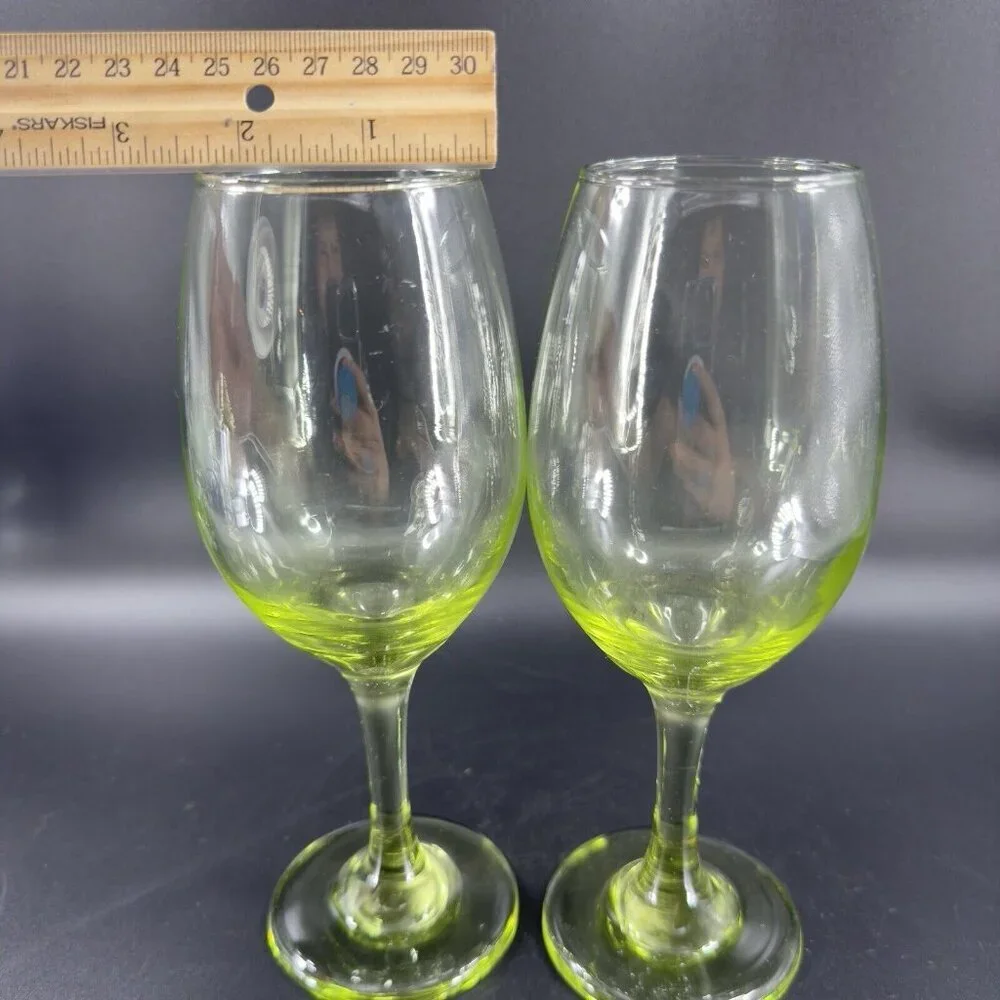 Light Transparent Green Goblet Drinking Glasses Set 2‎ BarWare Glassware Glasses